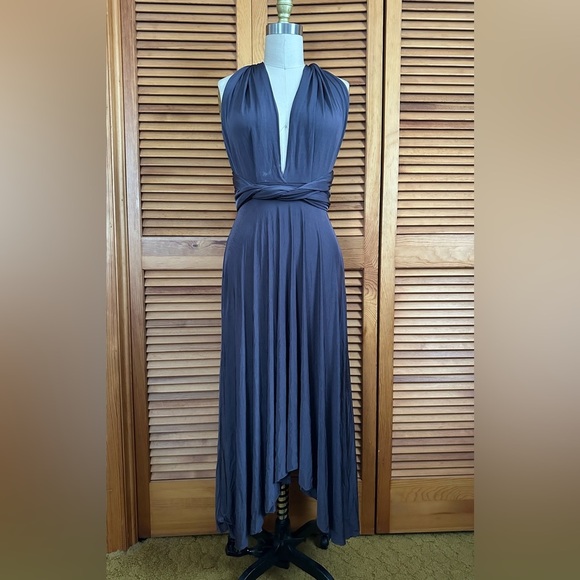 Slinky Wrap Dress Dark Mauve - Picture 1 of 5